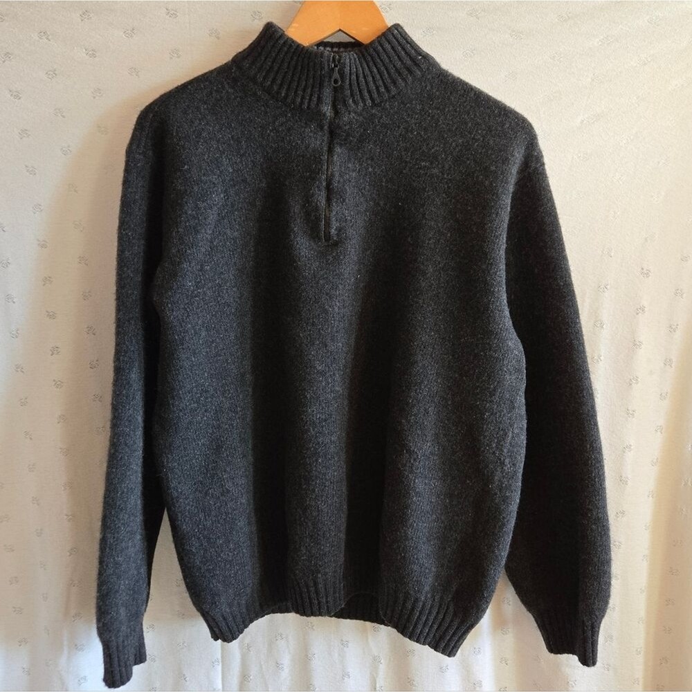 Paul & Shark Yachting 100% Merino Wool Charcoal Gray Quarter Zip Sweater XXL